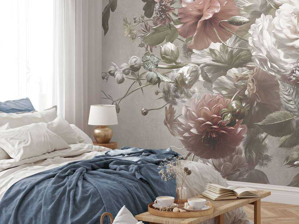 Big bouquet with poppies Cream