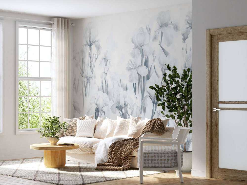 Irises Dance Seamless Cool Blue