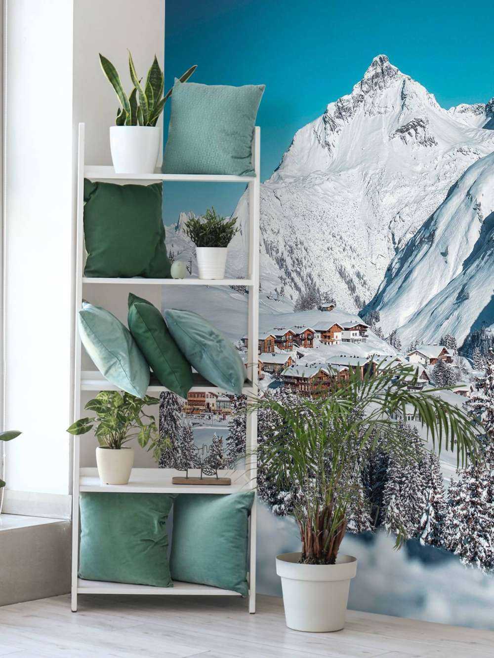 Berghutten onder winterse piek