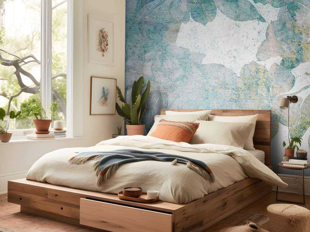 Verbleekte pioenen in aquarelblauw