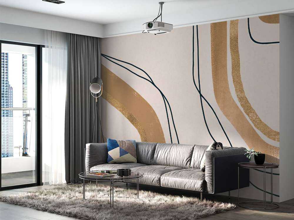 Calming Lines Modern Mid Century Art Beige