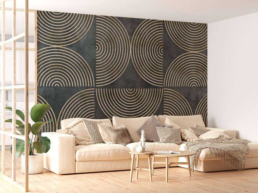 Eclectic Circles Modern Art Gold Teal