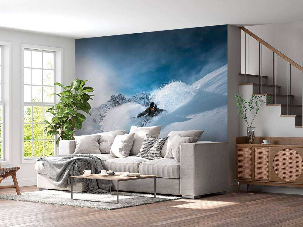 Actievolle poedersneeuwafdaling bij helder weer