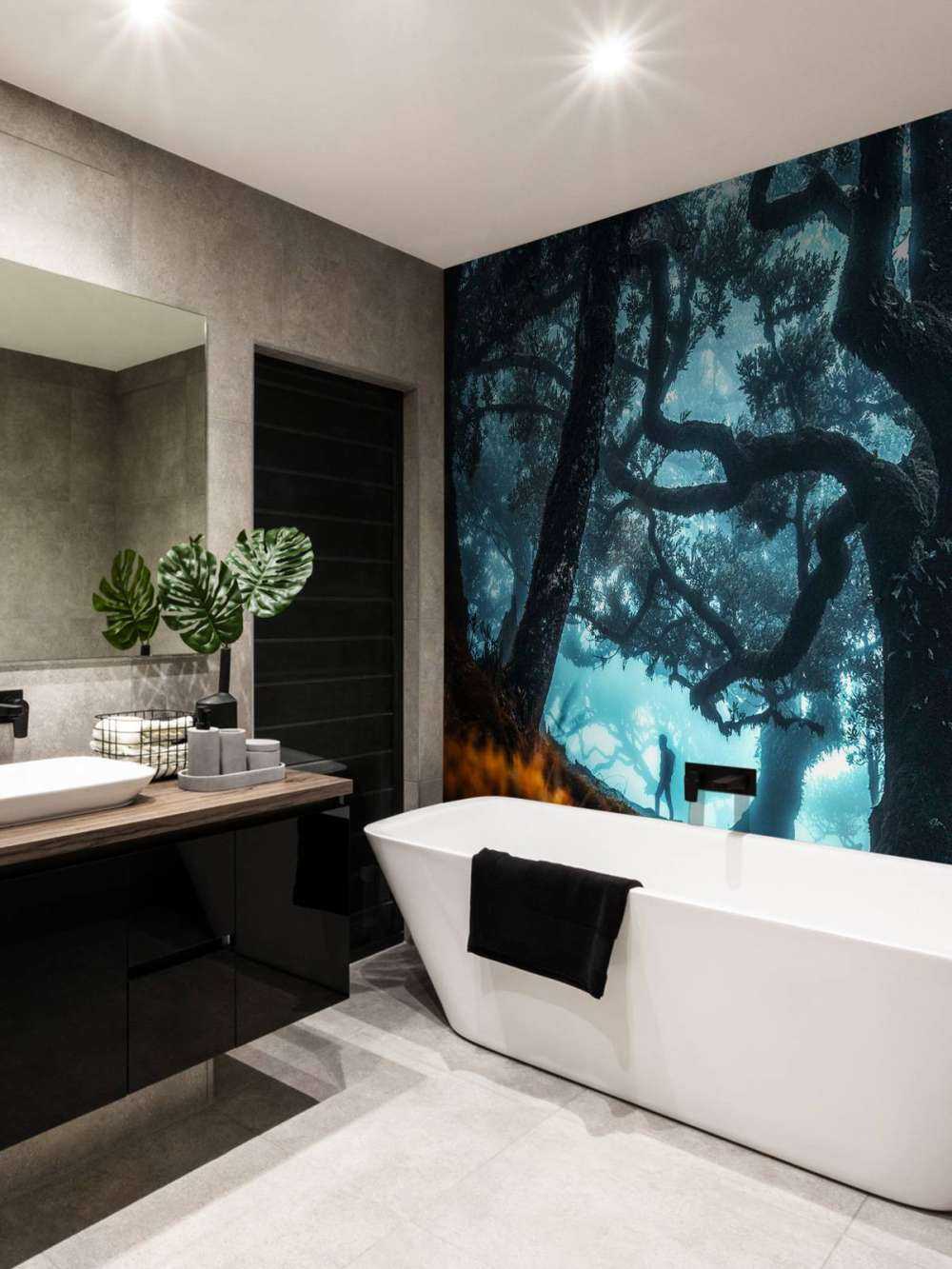 Mystiek silhouet in nevelwoud