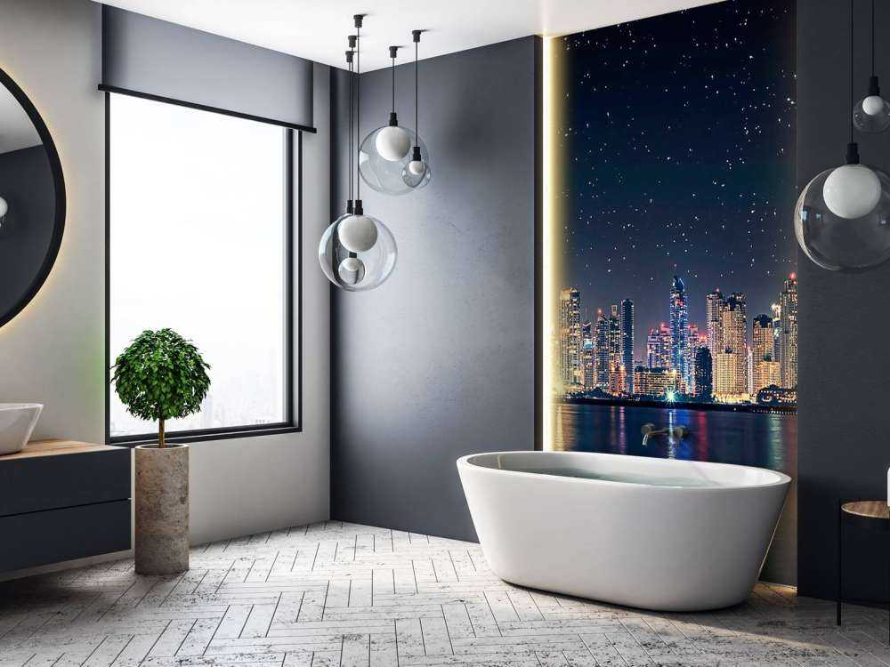 Maanlicht over glinsterende skyline