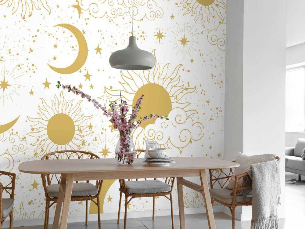 Zon maan en sterren in goud