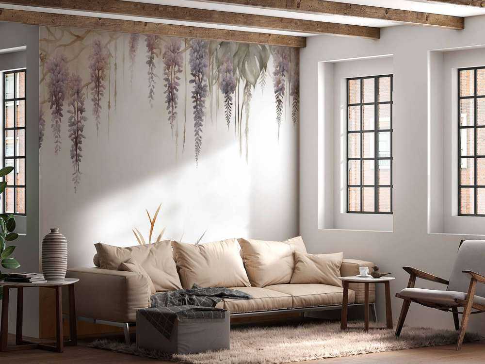 Wisteria and Field Grasses Beige