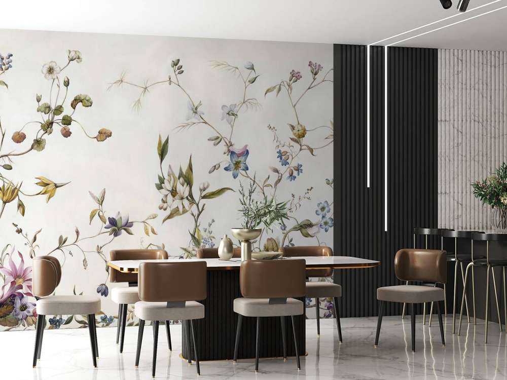 Luchtige veldbloemen met ranken