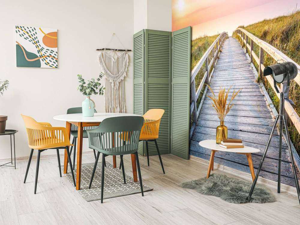 Strand bij zonsondergang