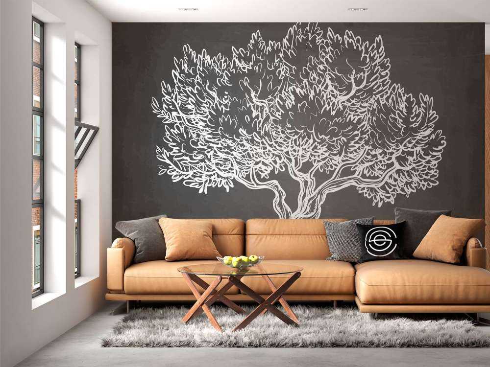 Krijttekening van een olijfboom