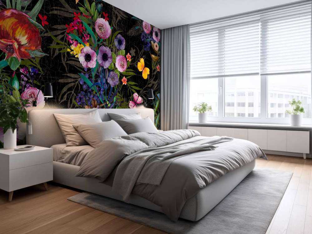 Bloemen design met een zwarte achtergrond