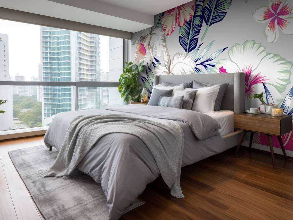 Exotische bloemen met een grijze achtergrond