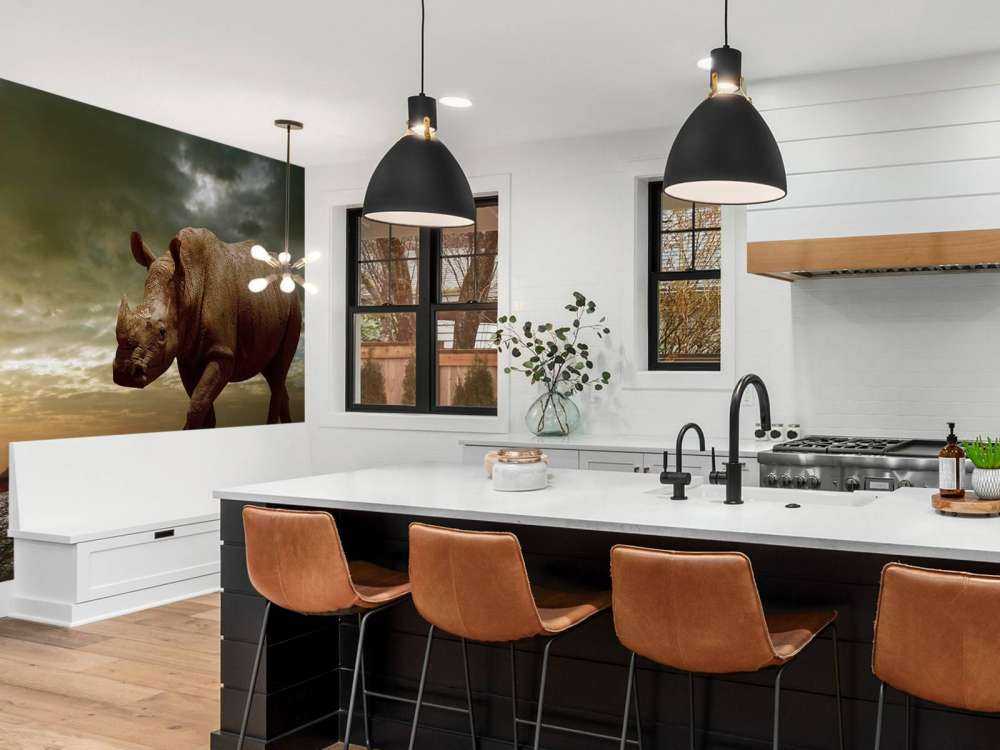 Afrikaanse neushoorn op een vuil veld