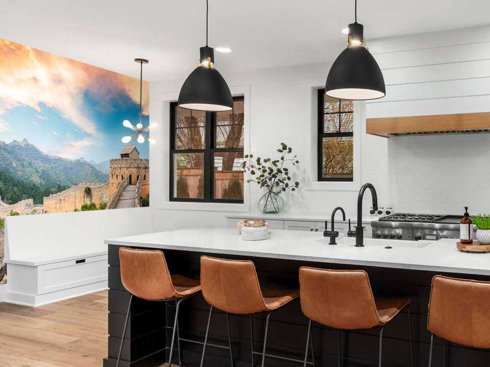 De Chinese Muur bij zonsondergang