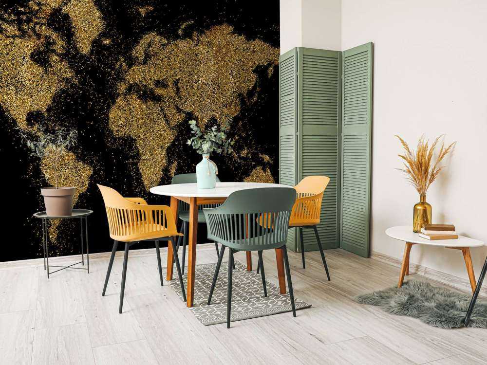 Wereldkaart van gouden glitters