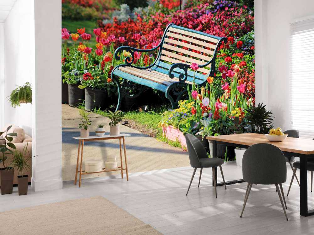 Park met kleurrijke tulpen