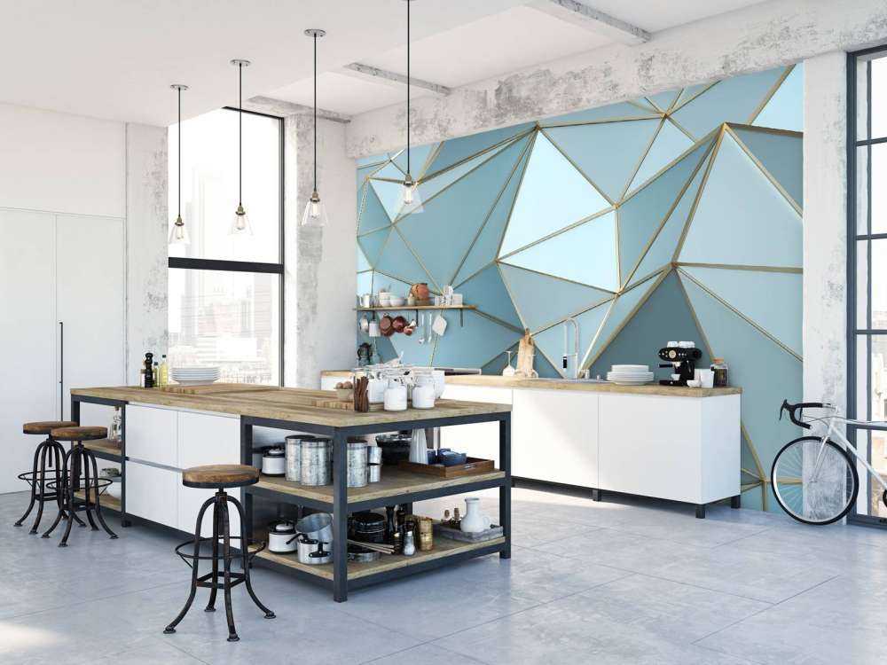 Driehoekige textuur in het blauw