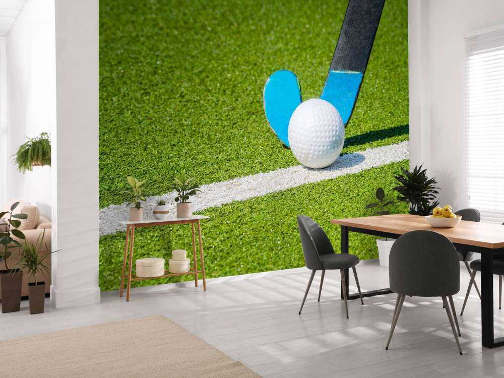 Hockeystick met bal close-up