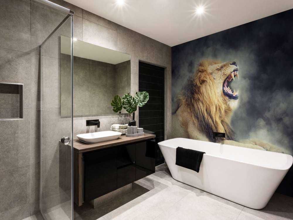 Leeuw in rook met een donkere achtergrond