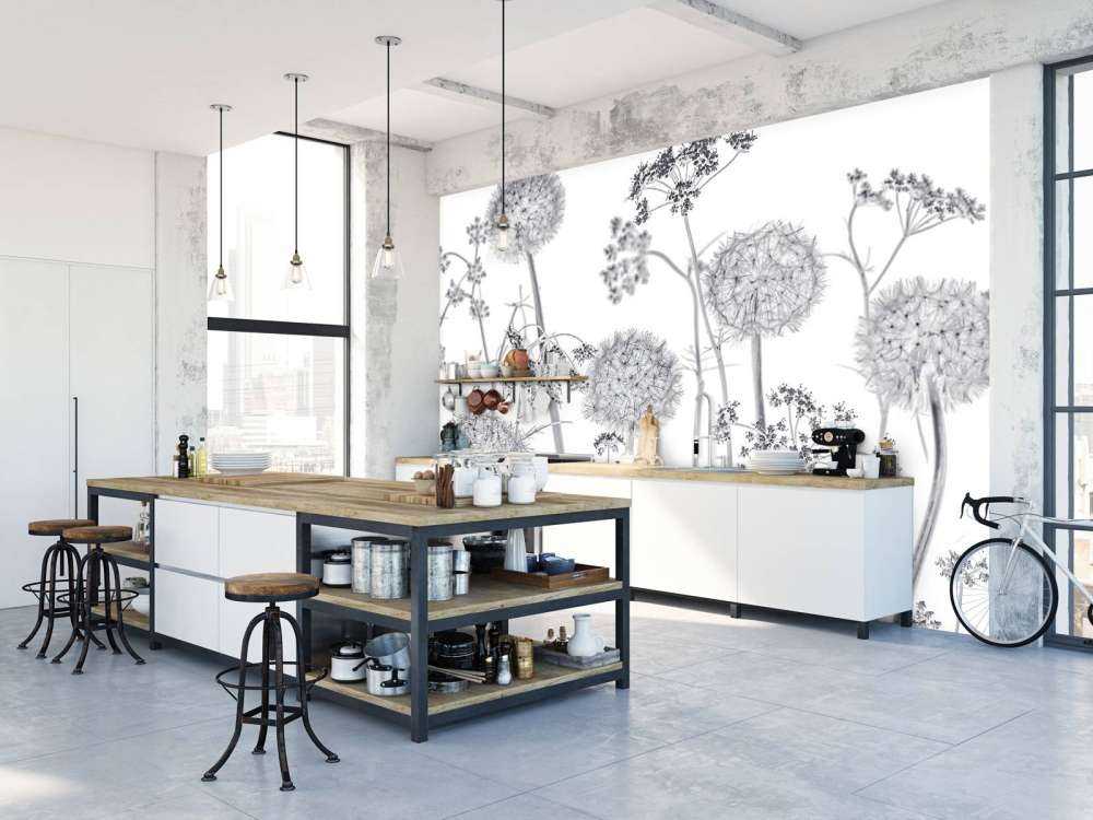 Meadow bloemen in zwart-wit