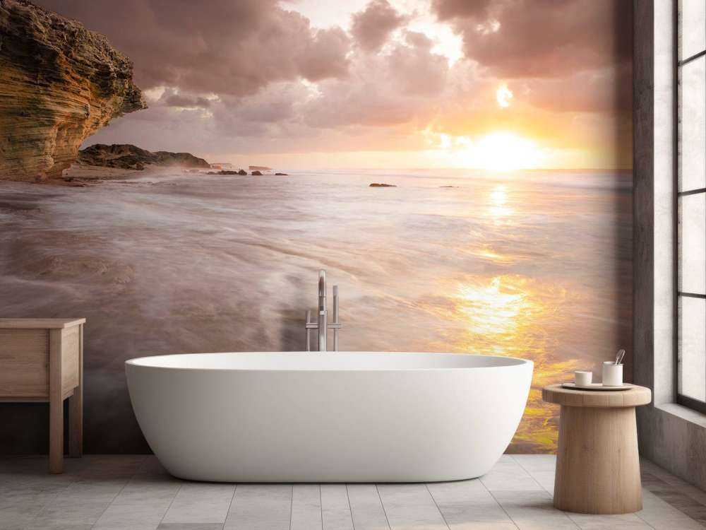 Zonsondergang bij de rotsen