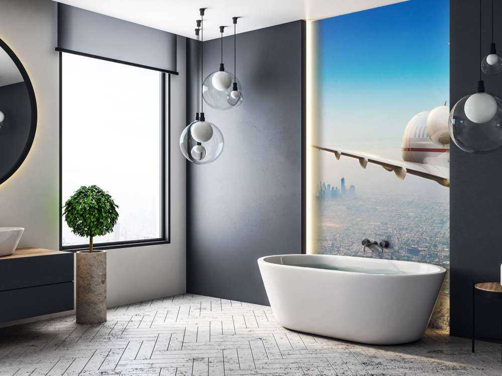 Privéjet boven Dubai