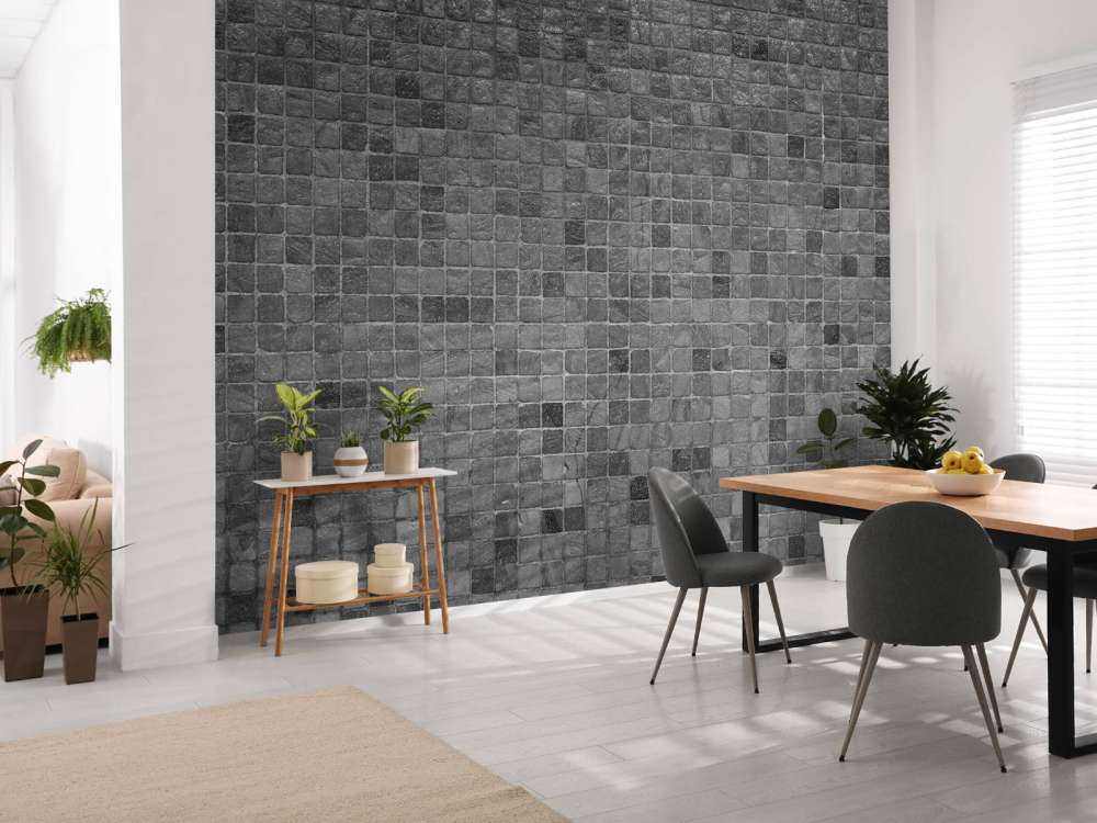 Muur met zwarte en grijze Mozaïek