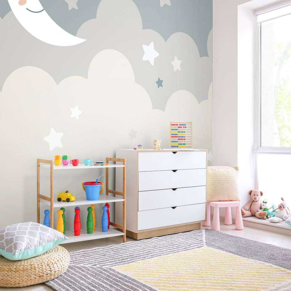 Maan met sterren in de wolken