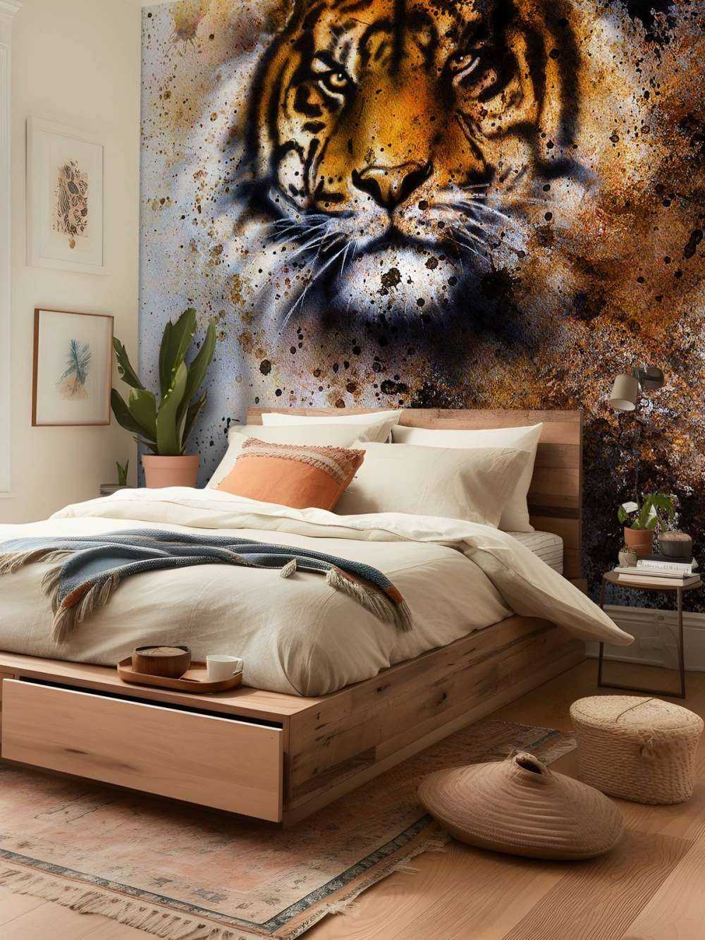 Stoere tijger schilderij