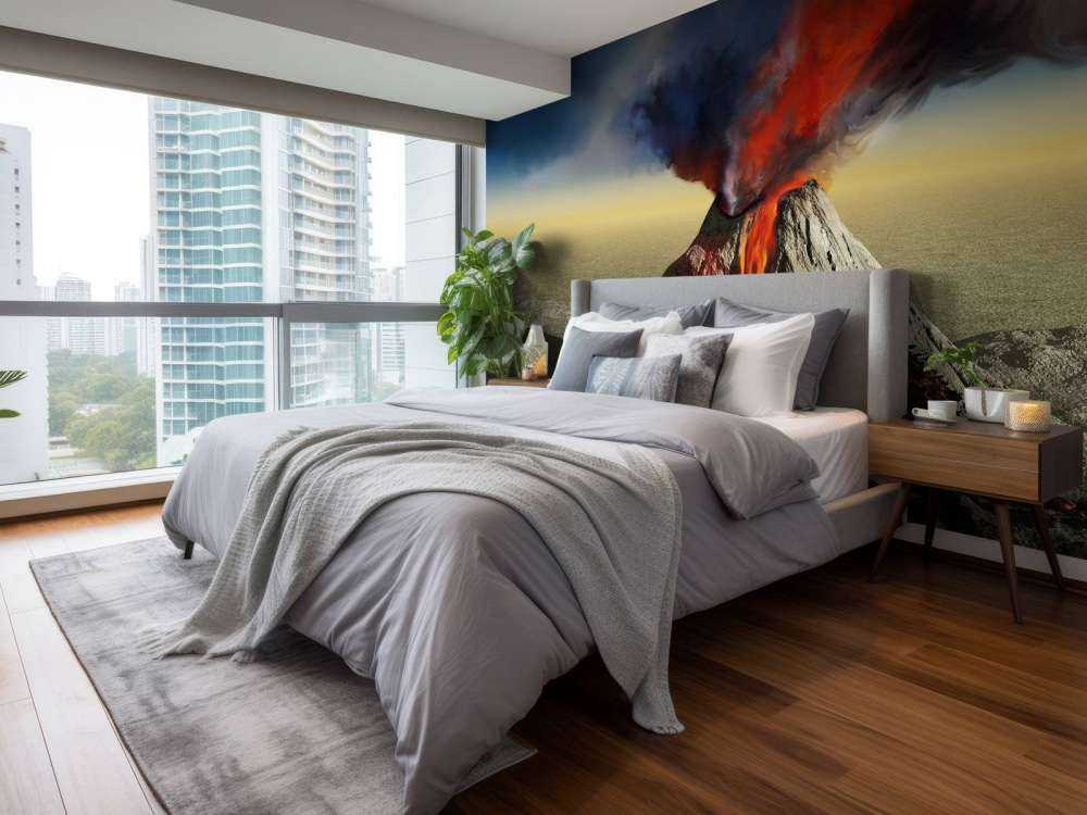 Vulkaanuitbarsting met veel rook