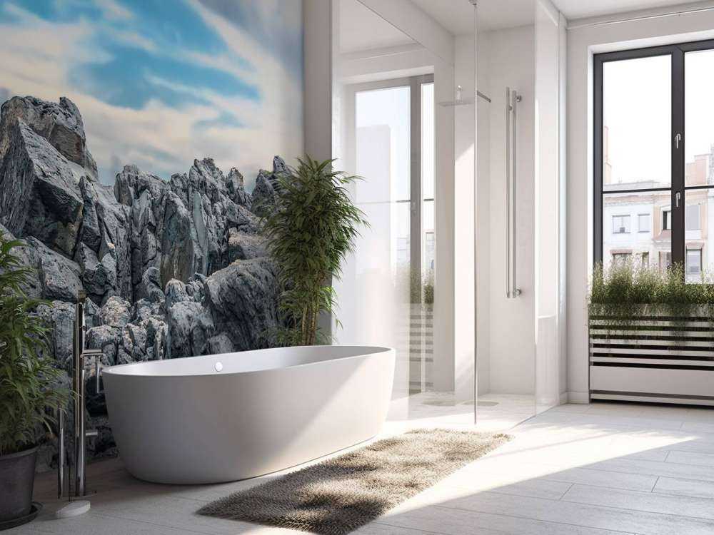 Rots onder mooie wolken