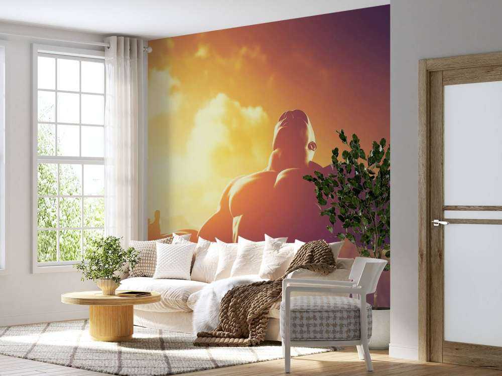 Gespierde man bij zonsondergang