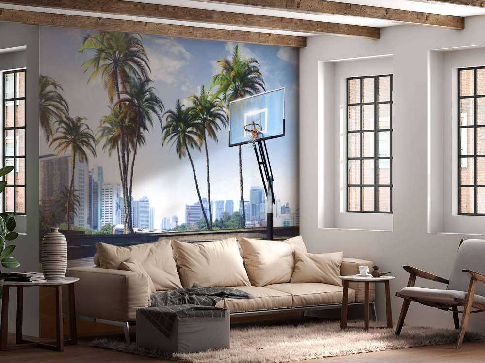 Basketbalveld in een moderne stad