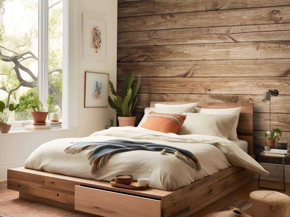 Horizontale houten planken