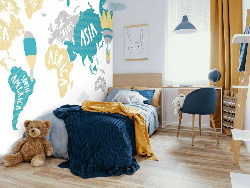 Wereldkaart met luchtballonnen