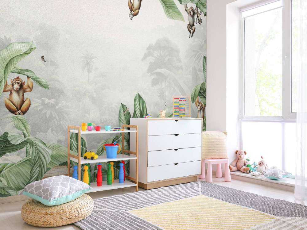 Aapjes landschap in kleur