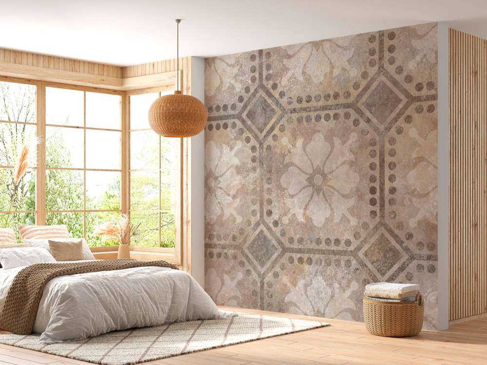 Bloemen illustratie in beige