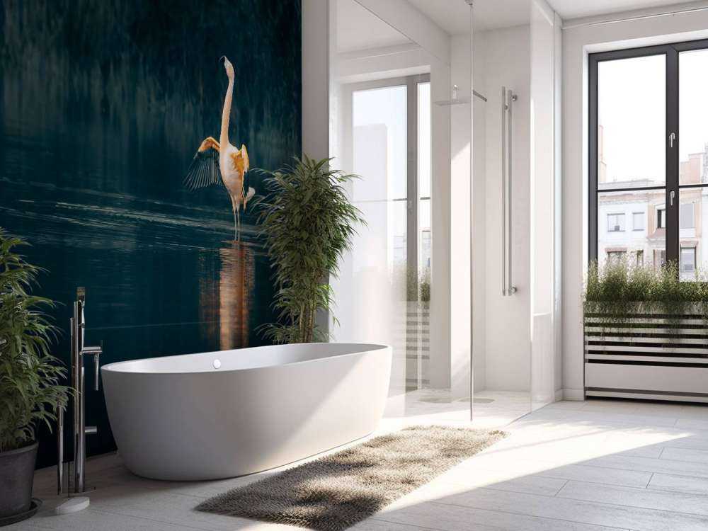 Flamingo in verlaten meer