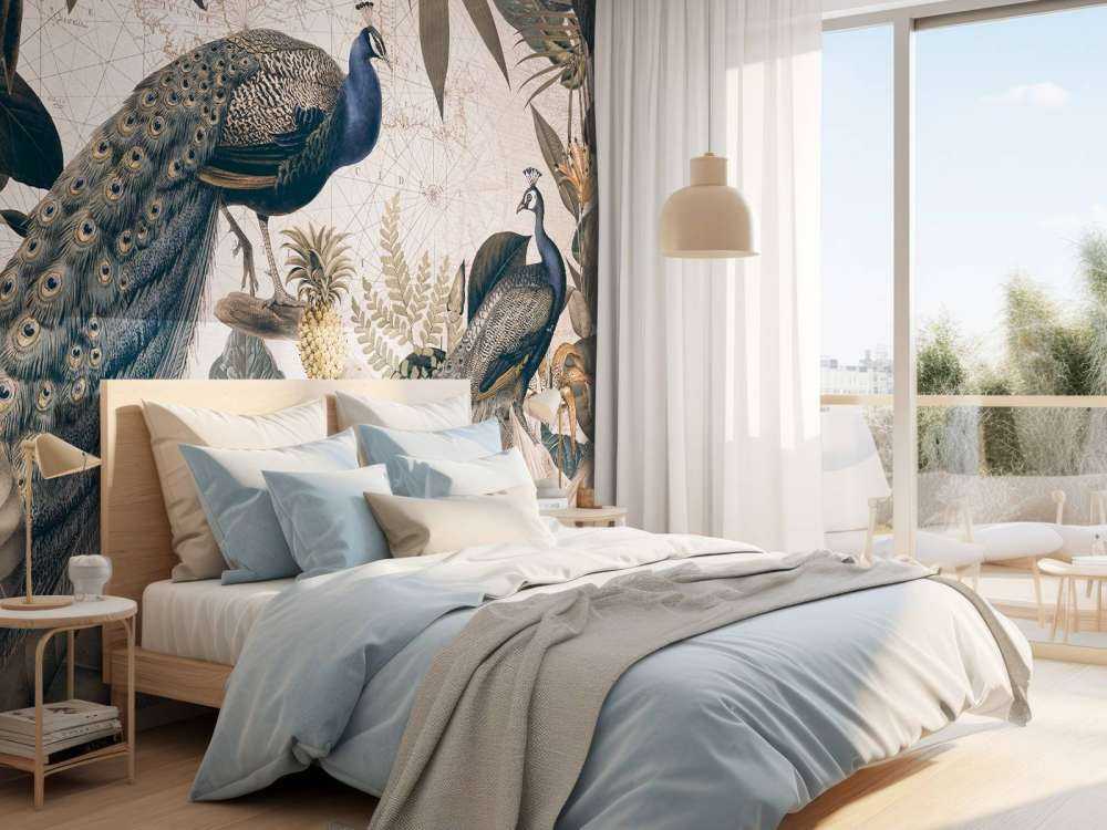 Vintage peacock reverie blue beige