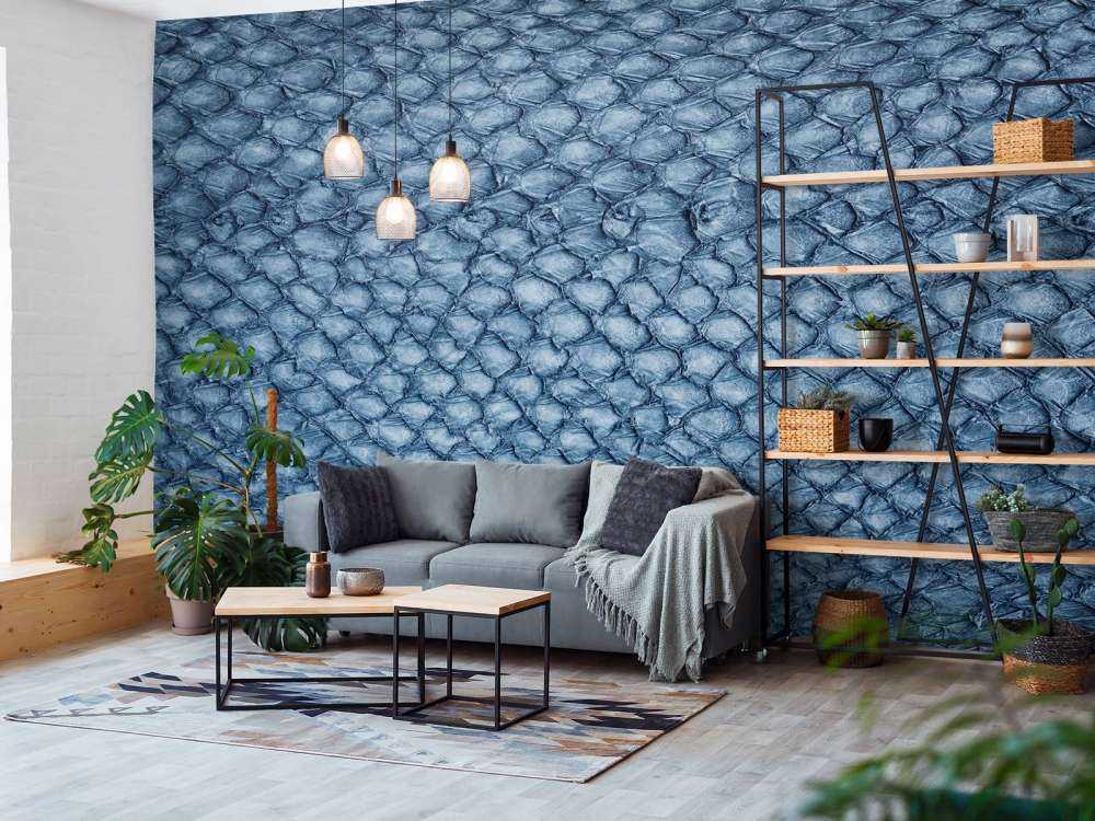 Zalmhuid structuur in blauw