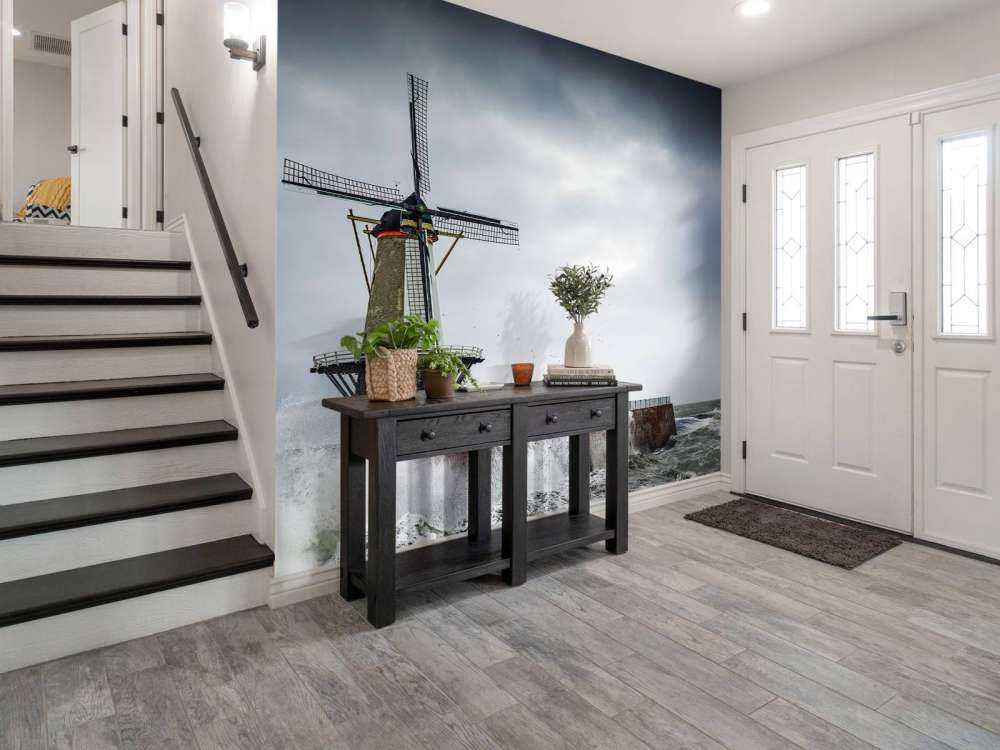 Molen met storm golven