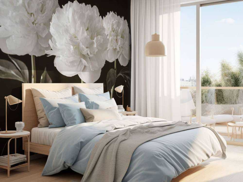 Drie witte pioenrozen