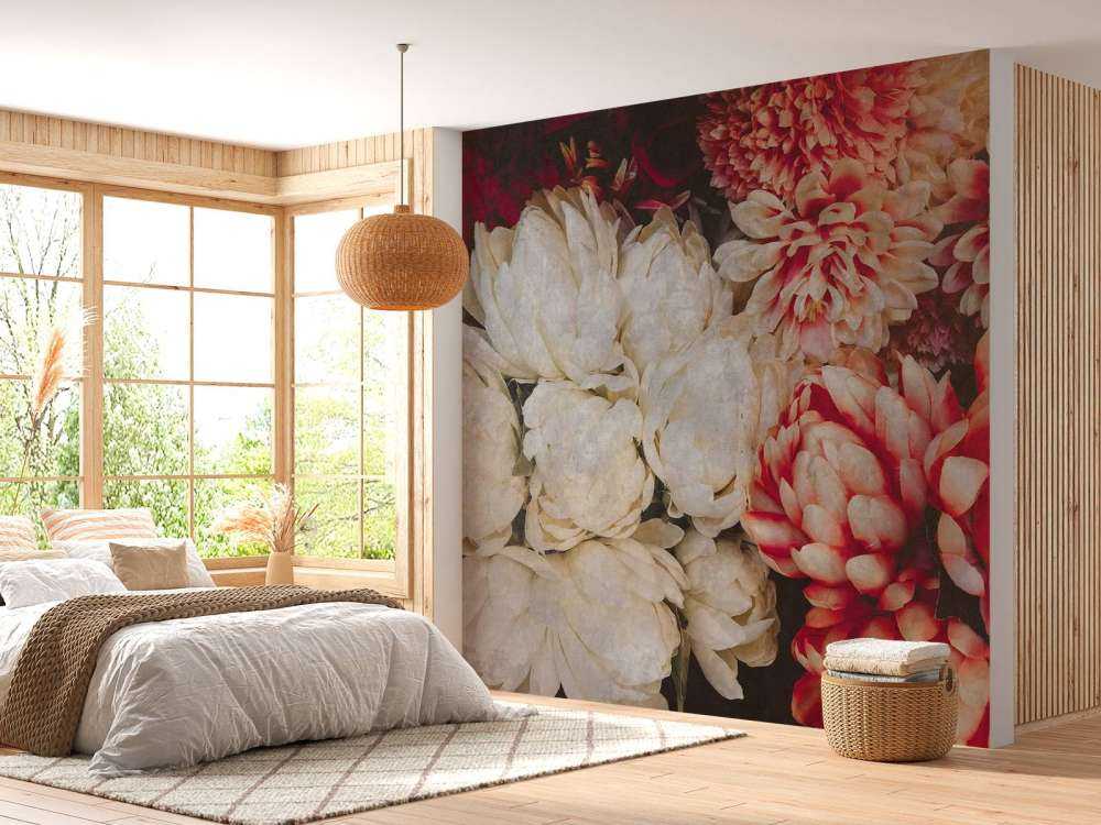 Chrysanten in crème en karmijn