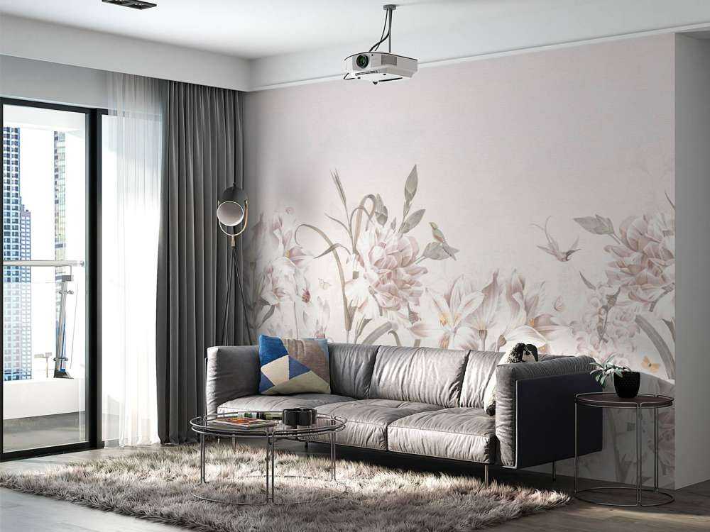 Zacht bloemenveld met kolibries