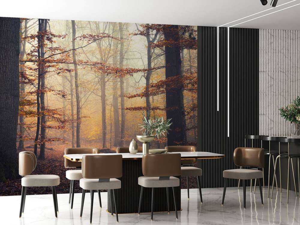 Herfstbos in Gouden Mist