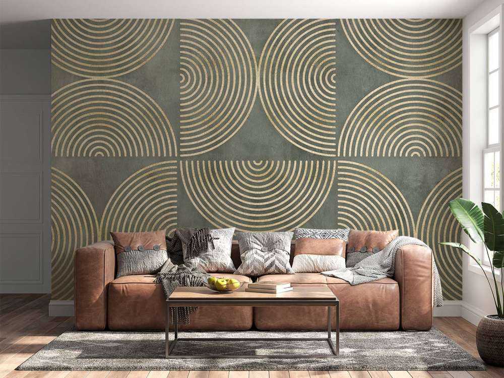 Eclectic Circles Modern Art Green Gold