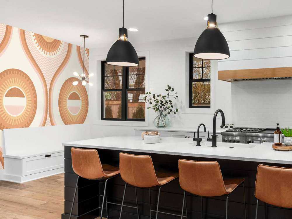 Retro zonnestralen in warme tinten