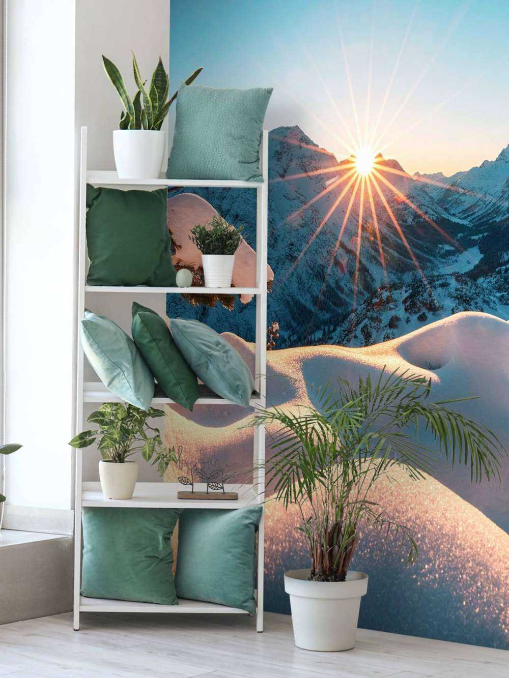 Ochtendzon over besneeuwd dal