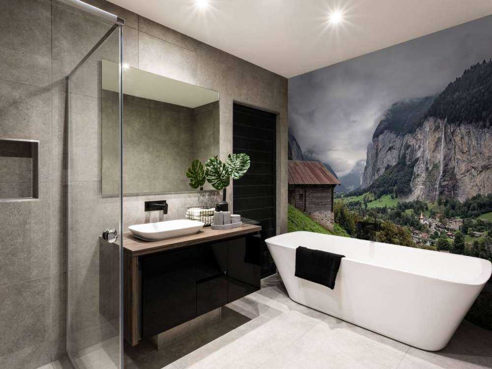 Bergvallei met houten berghut