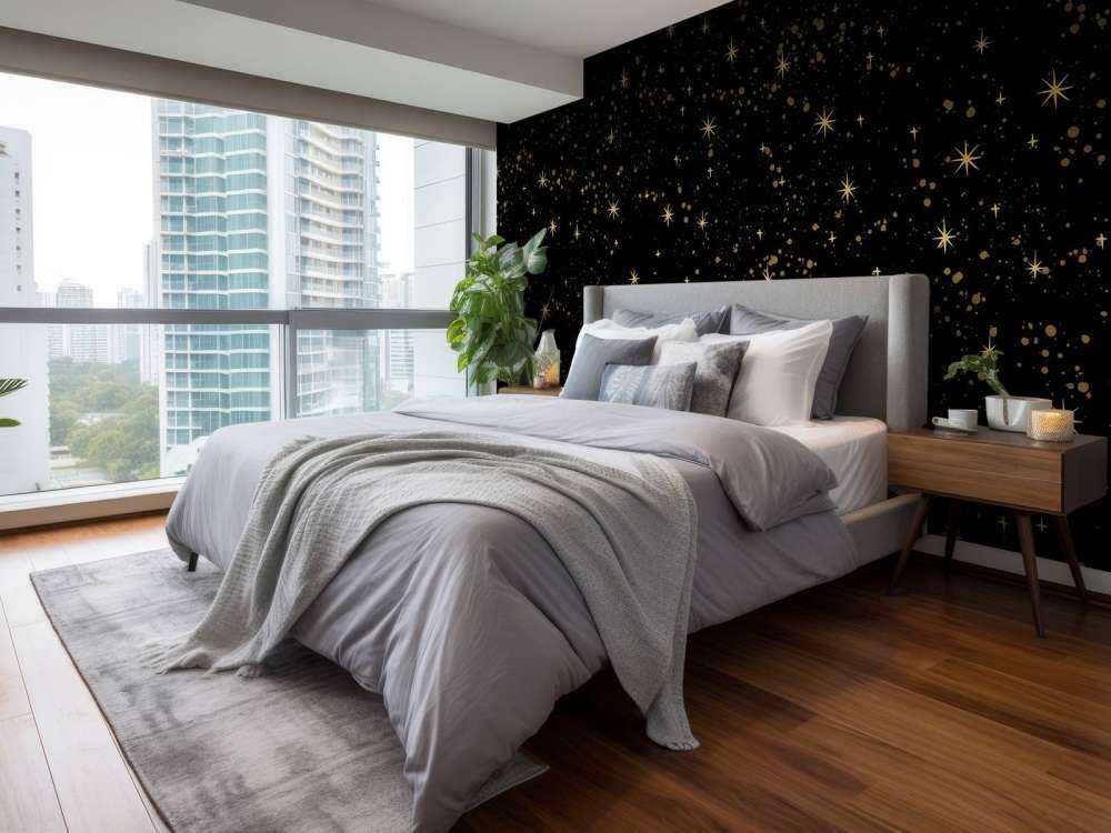 Gouden sterrenhemel op zwart